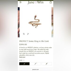 Jane Win PROTECT Snake Ring in 10k Gold- SOLD OUT! SZ 7